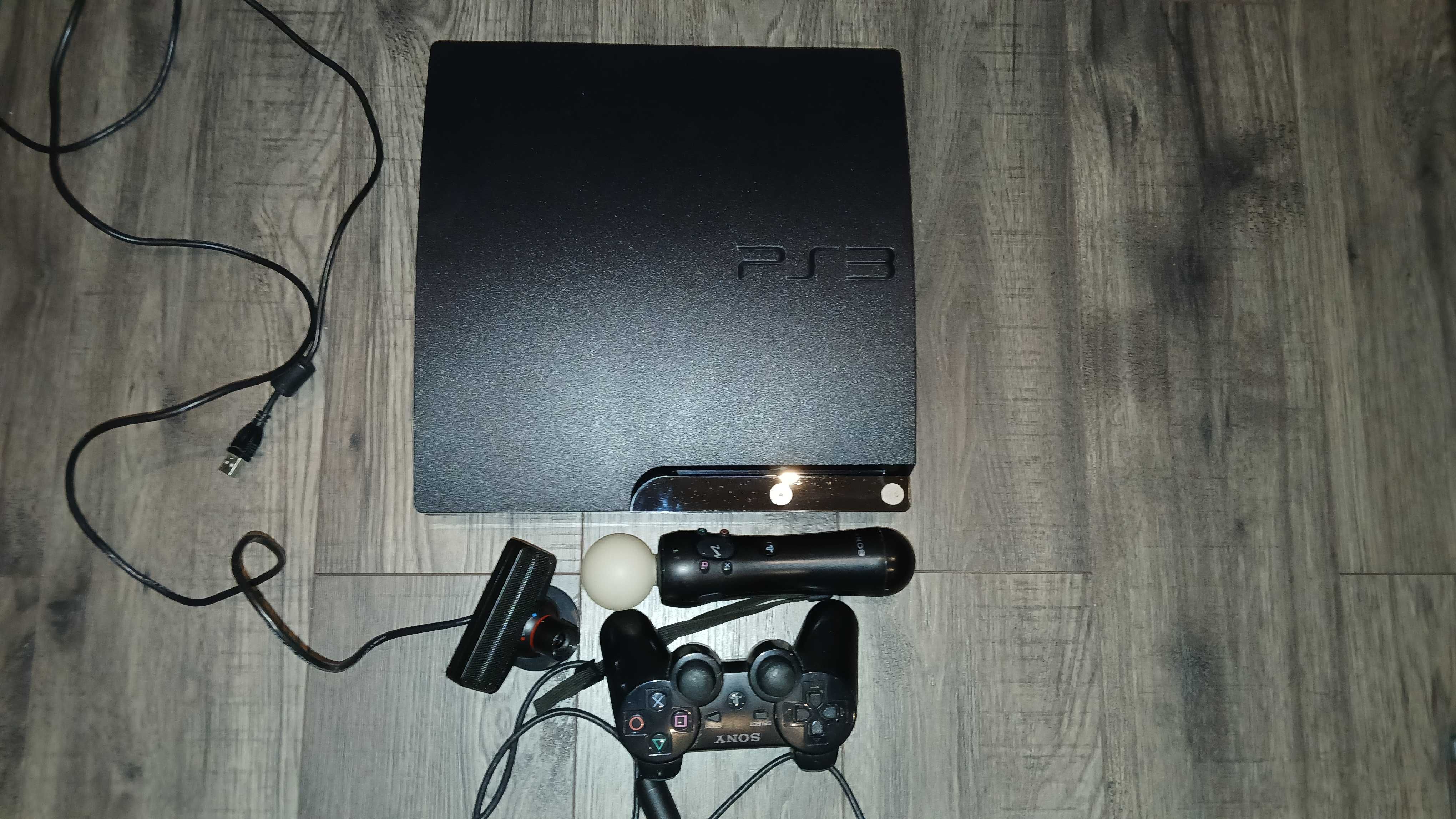 Konsola PS3 + PlayStation movie (kamerka + 1 kontroler ruchu) + GRY