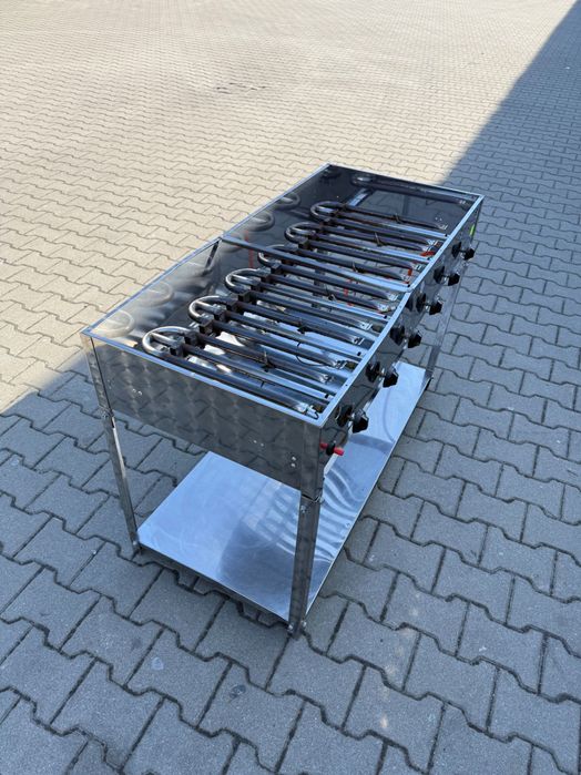 Duży grill gastronomiczny gazowy – stal nierdzewna, 2 strefy