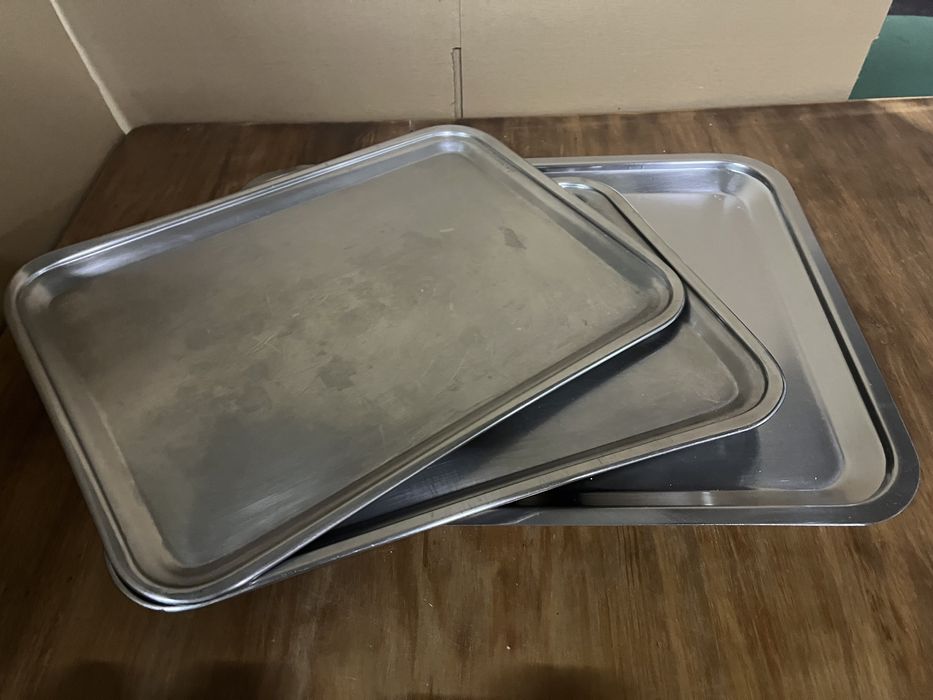 Travessas rectangulares em inox conjunto de 3 unidades