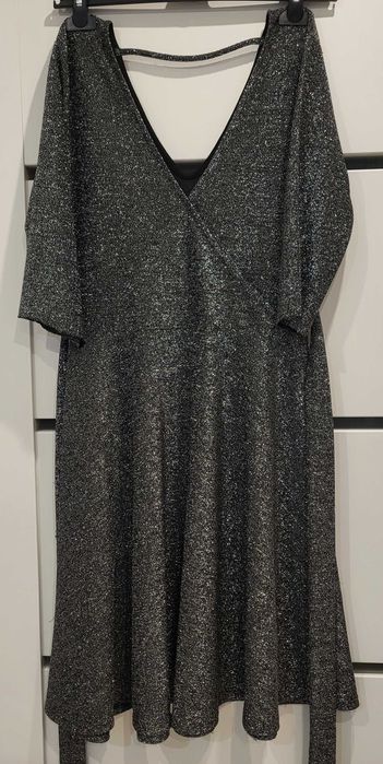 Sukienka wieczorowa srebrno-czarna
