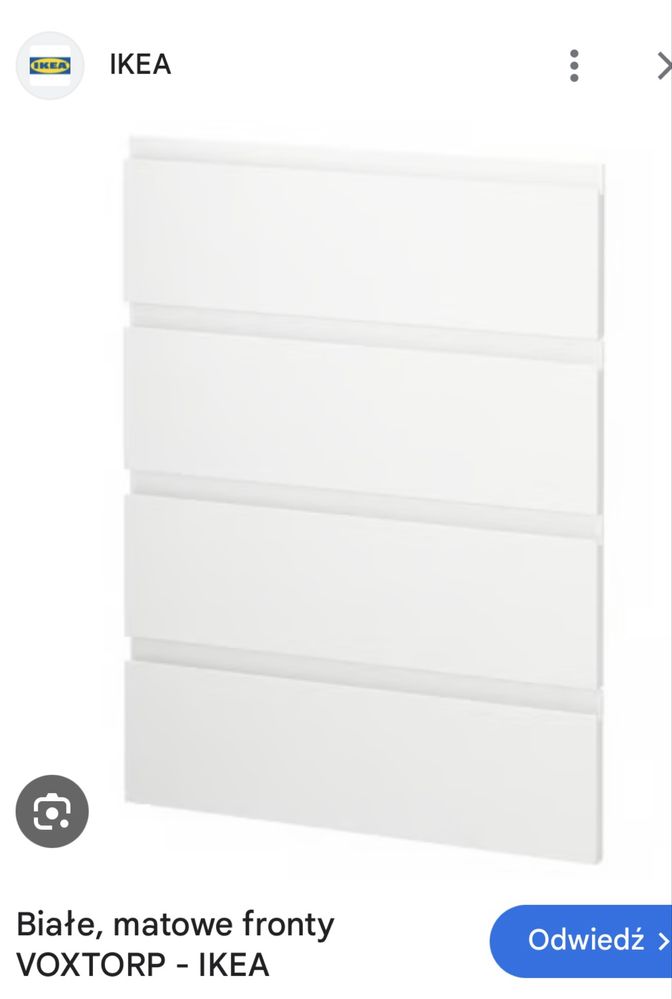Ikea kuchnia fronty do szuflad VOXTORP biały mat