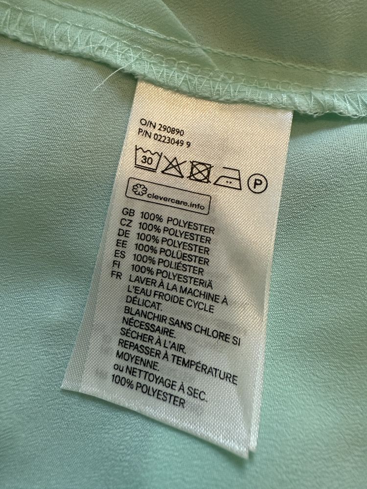 Miętowa turkusowa bluzka na cienkich ramiączkach H&M 38 M