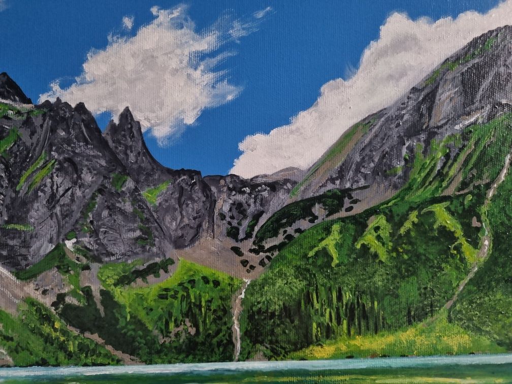 Morskie Oko Tatry  obraz na płótnie  malarstwo ręcznie malowany