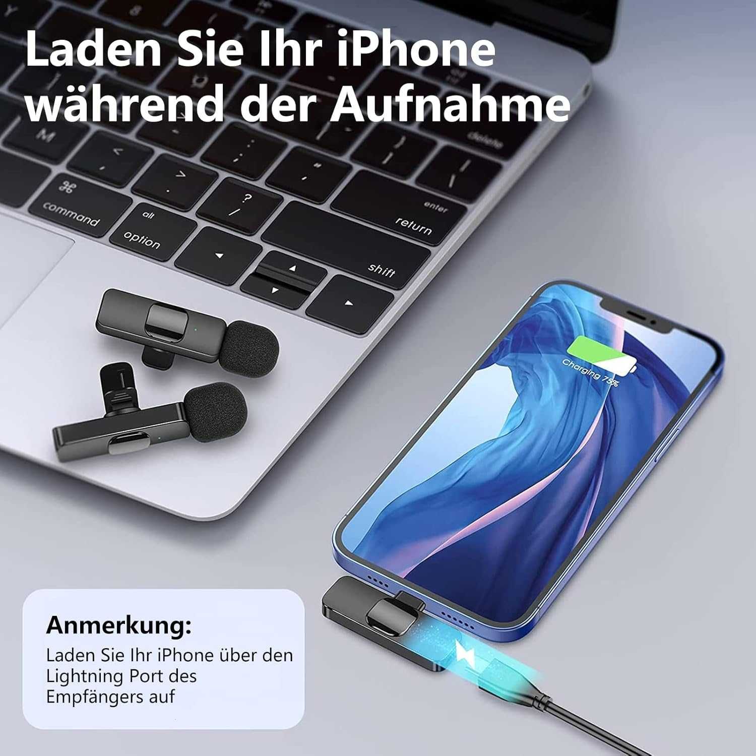 Lavalier mikrofon bezprzewodowy, mini mikrofon do iOS