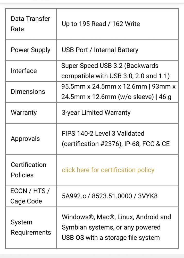 Флешка Aegis Secure Key 3.0 480gb