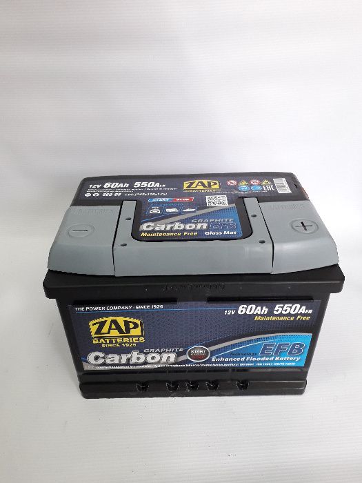 Akumulator EFB 12V 60Ah 550A Zap Carbon START STOP