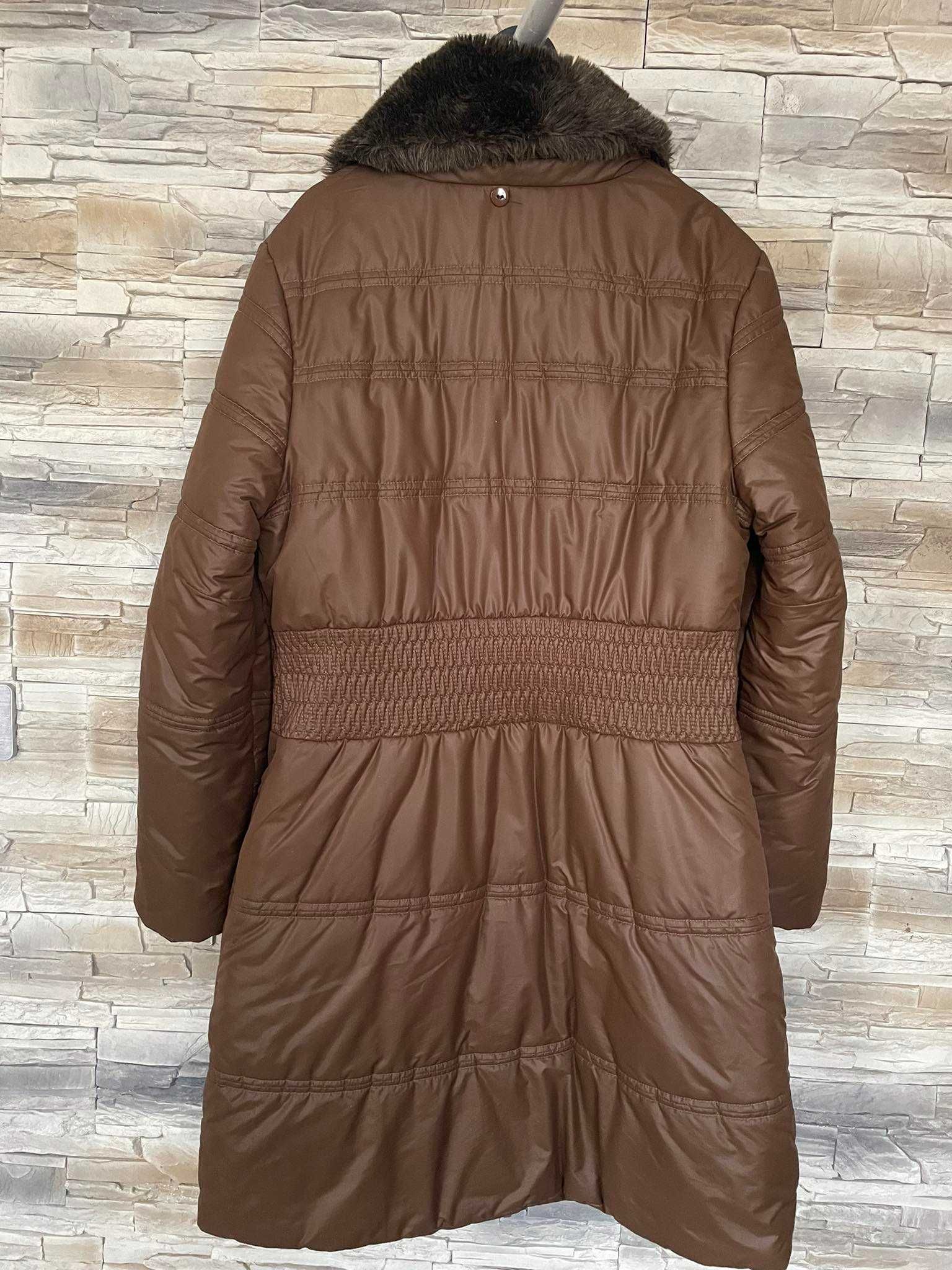 Piękna kurtka damska zimowa VEGA moda 46 rozmiar brązowa czekoladowa