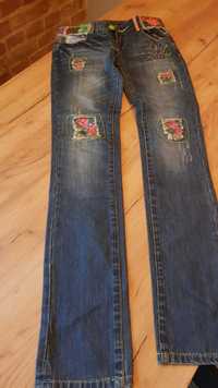 Spodnie Desigual jeans dżins denim patchwork r. 26 XS