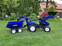 Traktor dla dziecka New Holland, z przyczepką, spychem i łychą