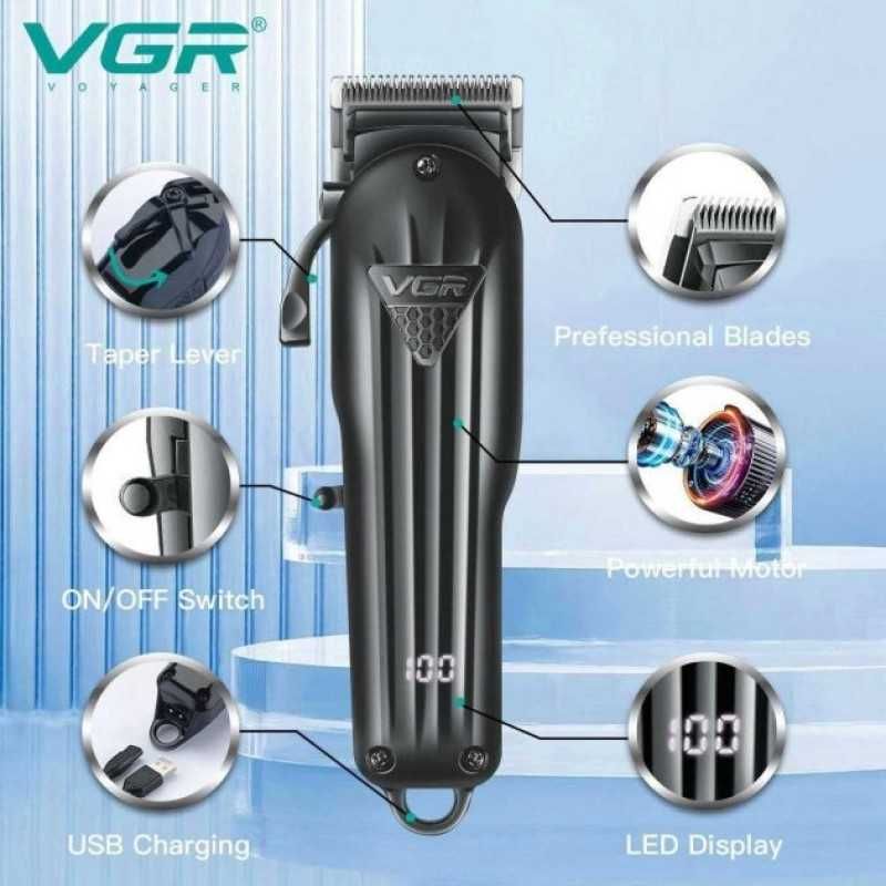 Профессиональная машинка для стрижки беспроводная LED-дисплей VGR V282
