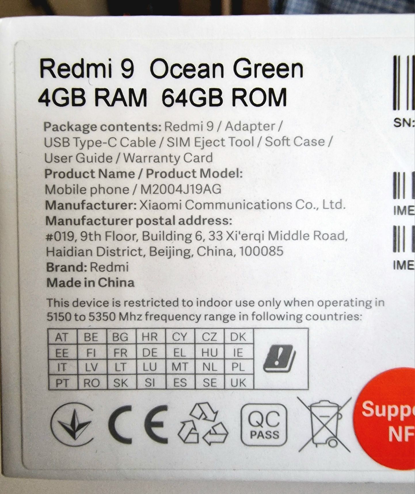 Redmi 9/4GB RAM/64 GB ROM.