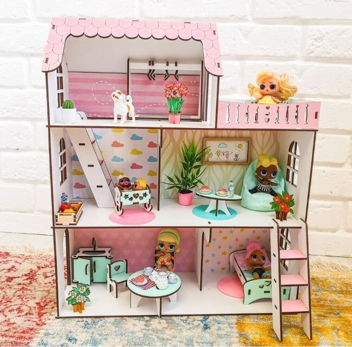 Будинок для ляльок лол +подарок мебель Конструктор 3d домик для кукол