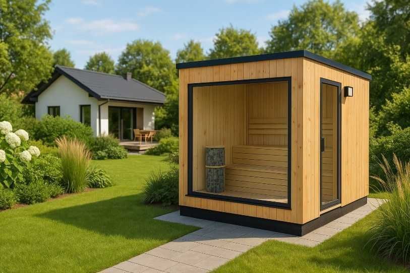 Nowoczesna sauna ogrodowa 220x220 – projekt, wykonanie - Katowice