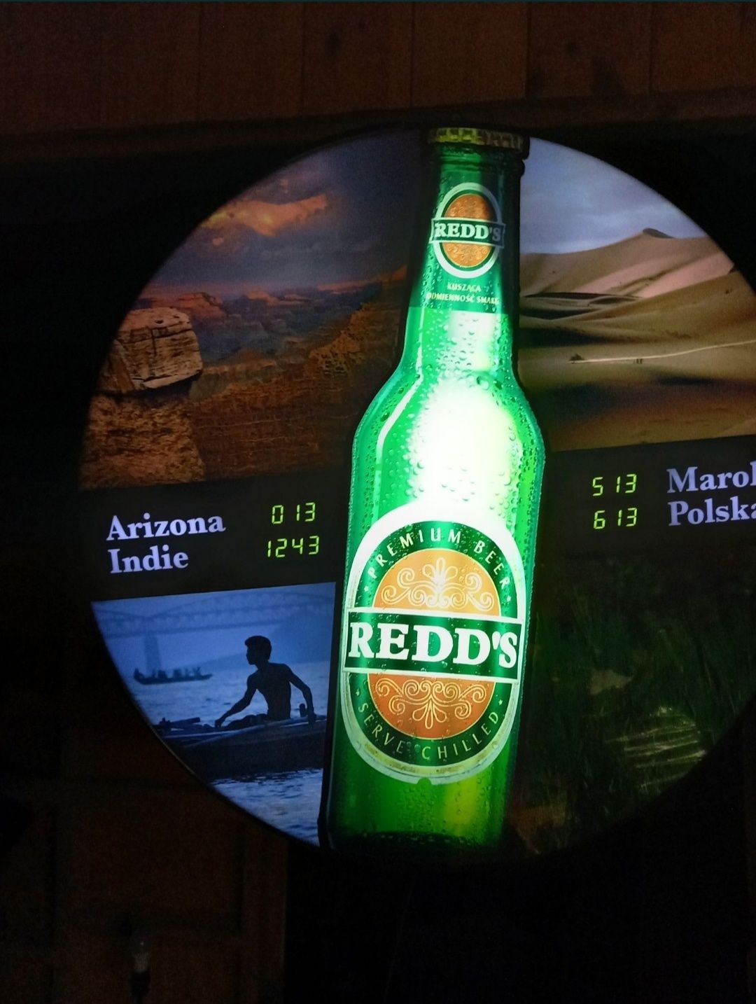 Plafon NEON zegar reklama piwa LED4tryby iluminacji pub garaż