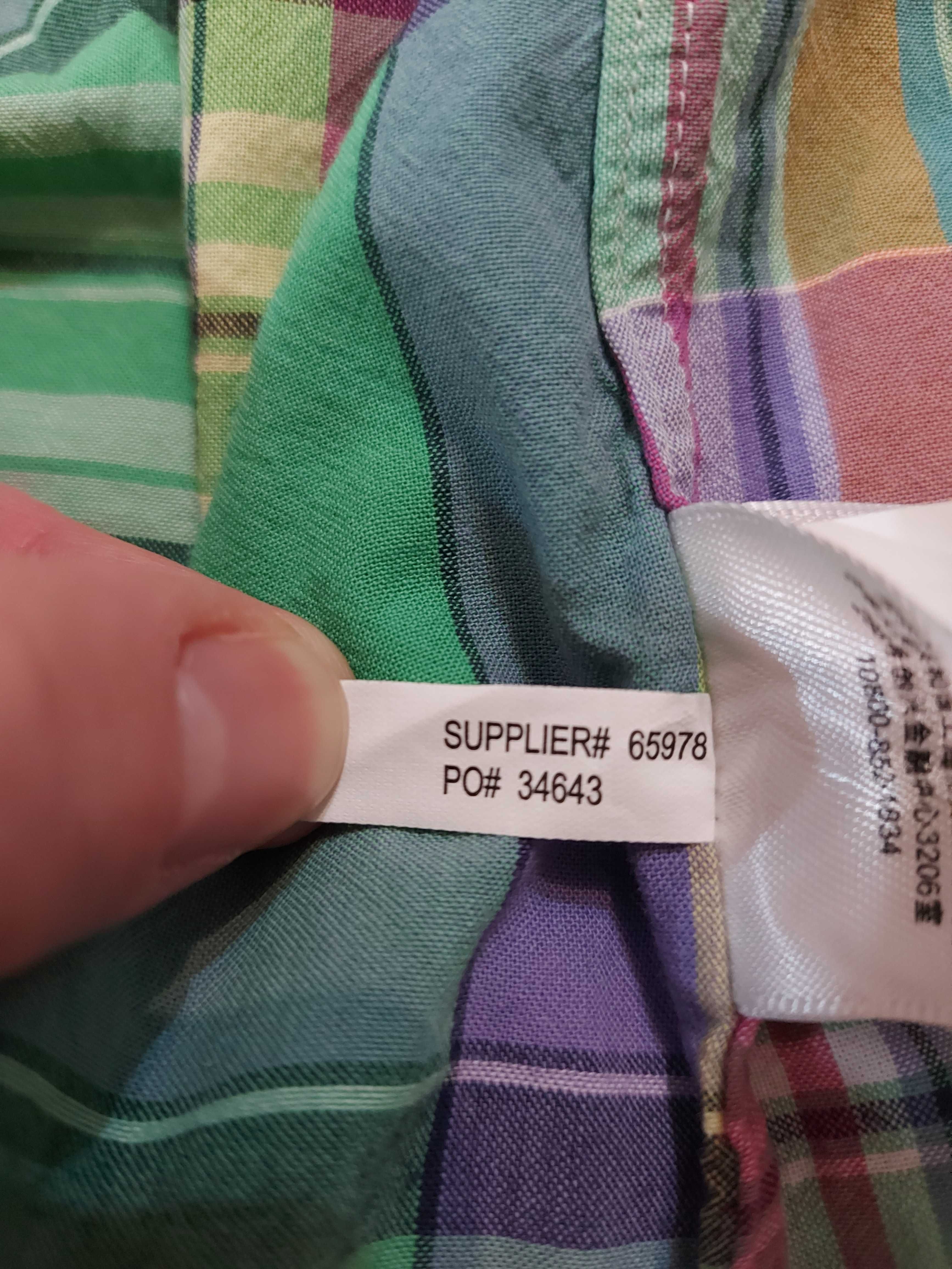 Ralph Lauren zielona męska koszula w kratkę krótki rękaw rozmiar M