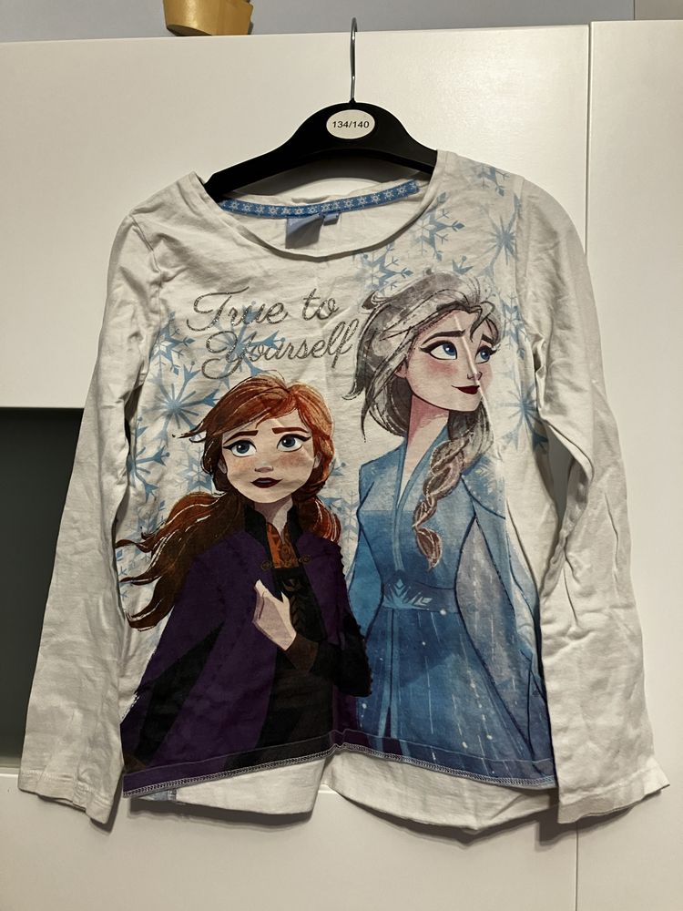 Bluzka koszulka long dla dziewczynki Anna Elza Elsa Frozen 134