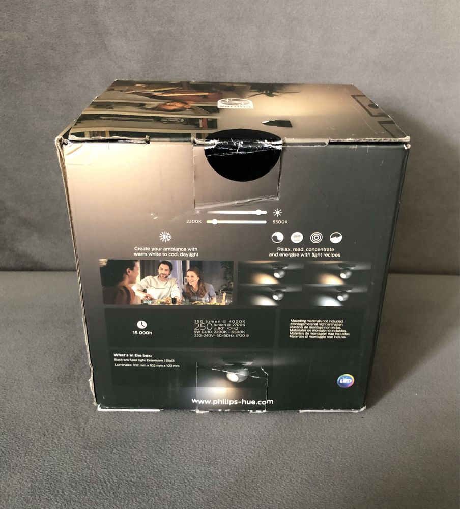 Philips hue Buckram White Ambiance - kinkiet, lampa na gu10