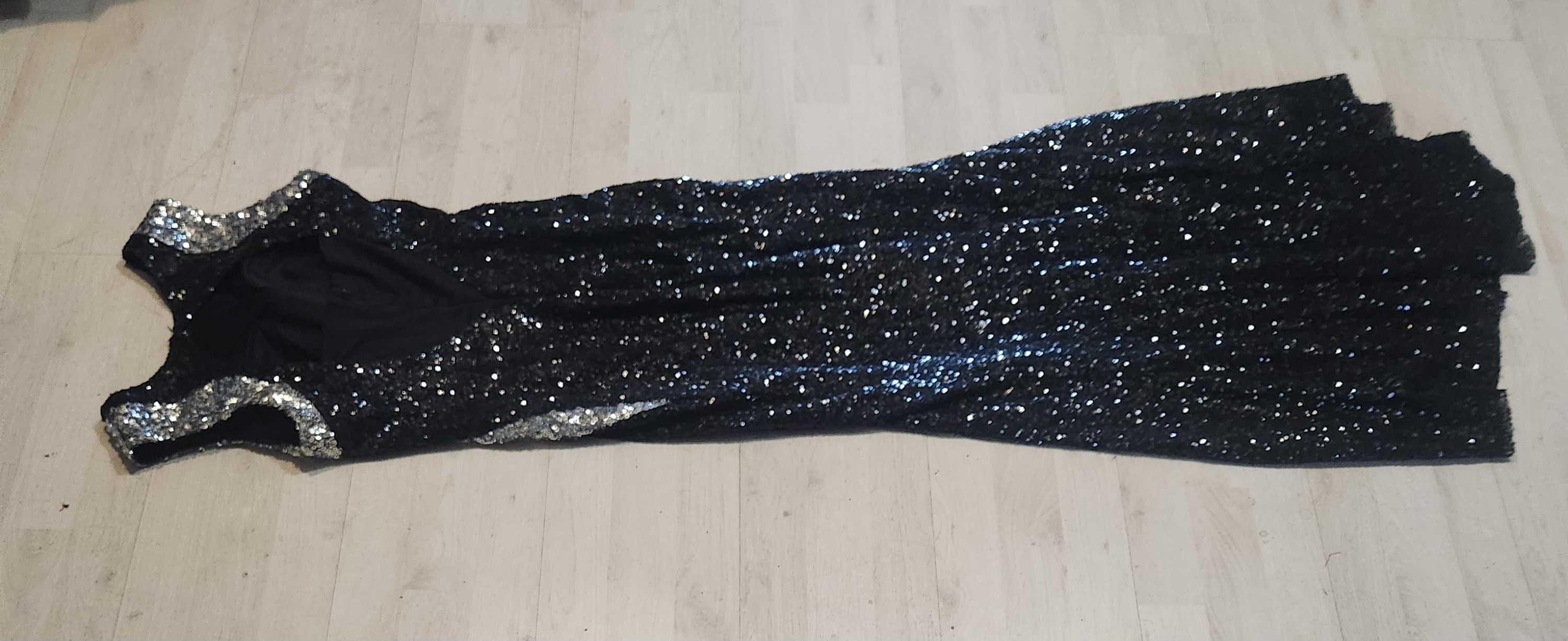 S M strój sukienka lata 20 lata 30 estradowa cekiny lama nr 2302