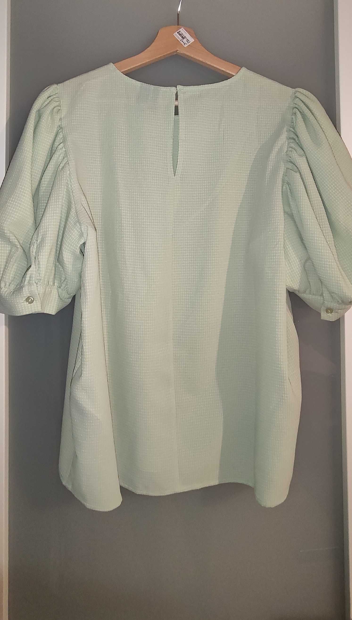 Zielona miętowa elegancka bluzka bufki VERO MODA 42/XL