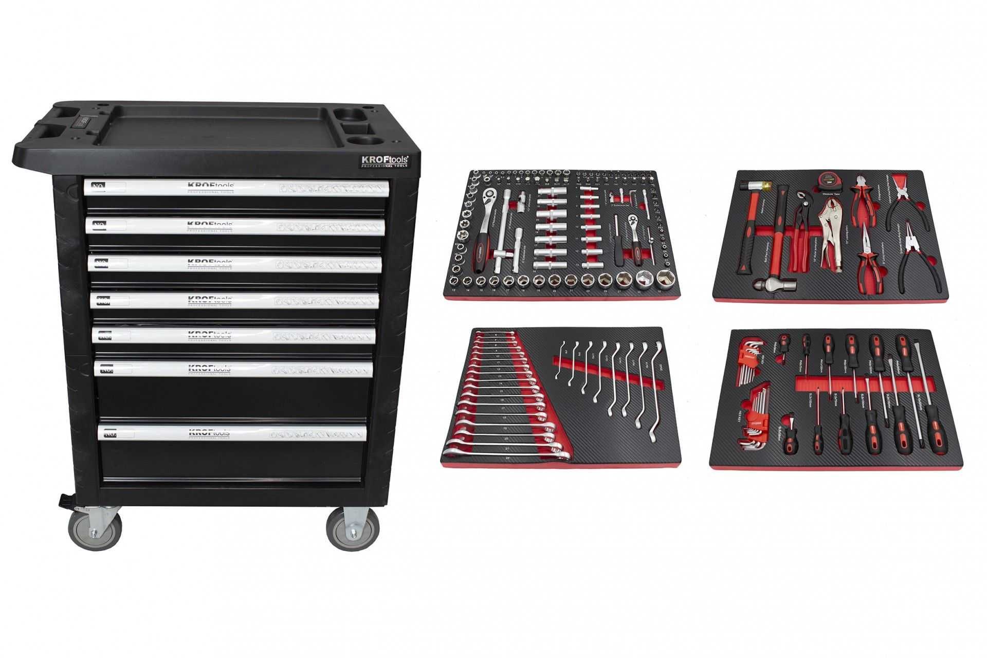 Carro 7 gavetas Kroftools com 172 ferramentas