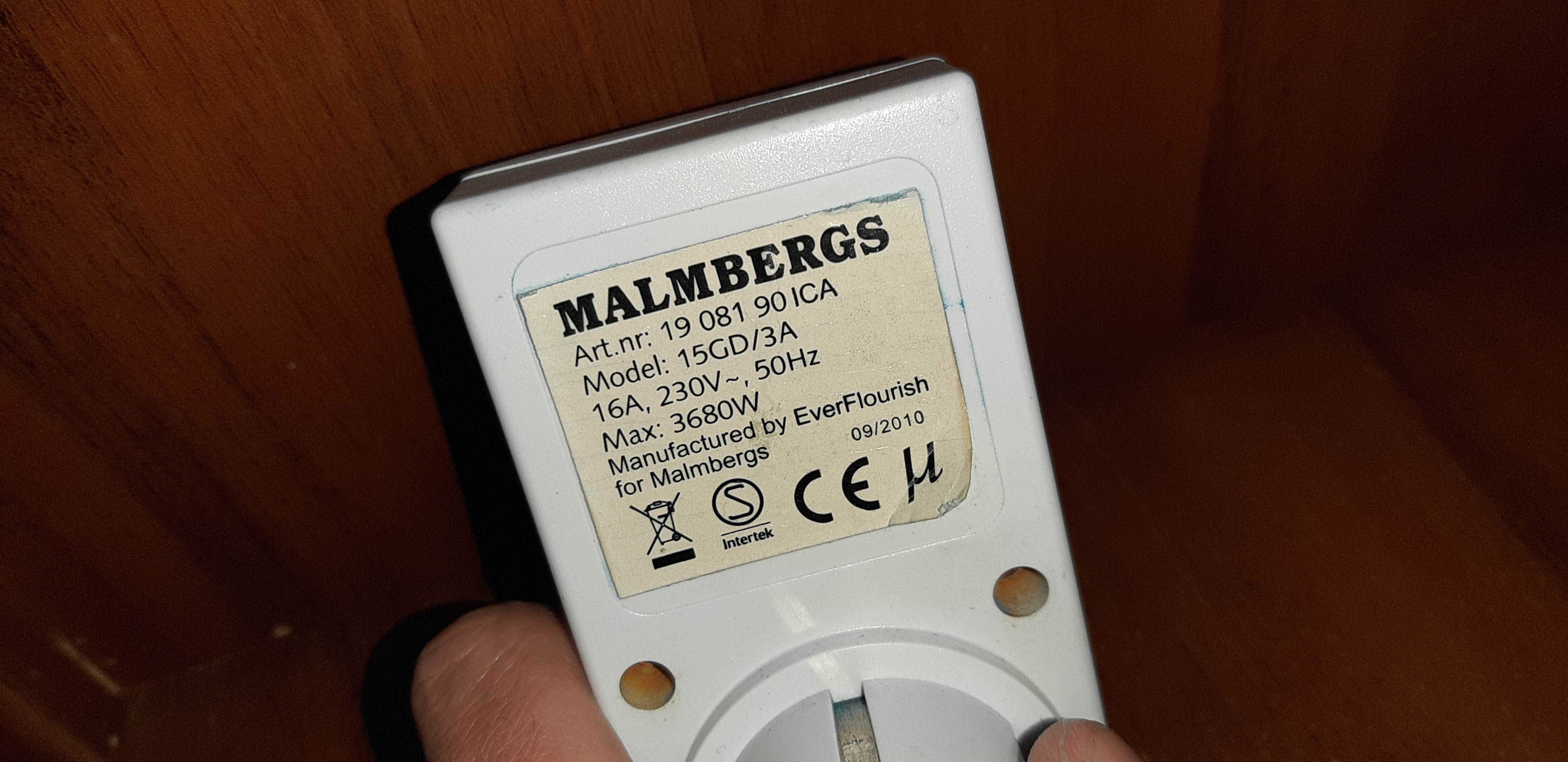 Реле времени, Розетка з таймером, програмоване реле Malmbergs 15GD 16A