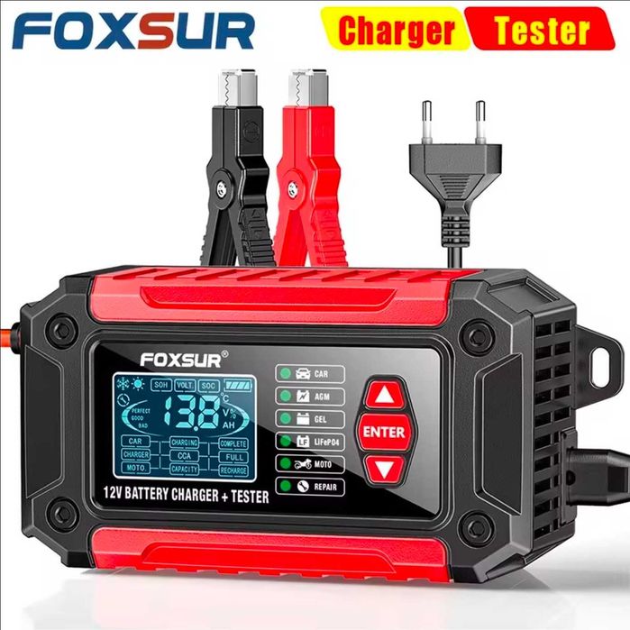 Tester akumulatorów i prostownik FOXSUR 12 V ładowarka akumulatora