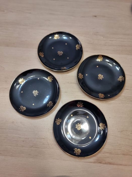 4 talerze Pruszków czarne vintage retro prl