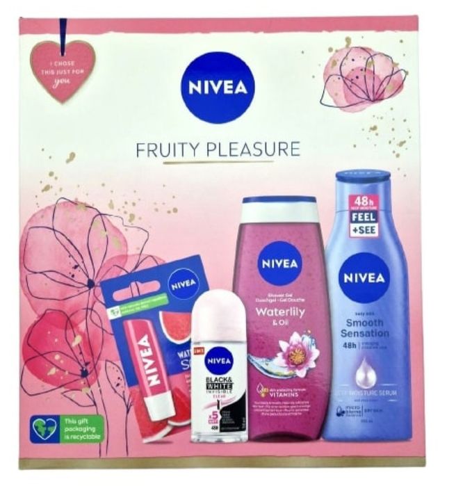 Nowy Zestaw kosmetyków Nivea Fruity Pleasure 4 szt mleczko żel pomadka