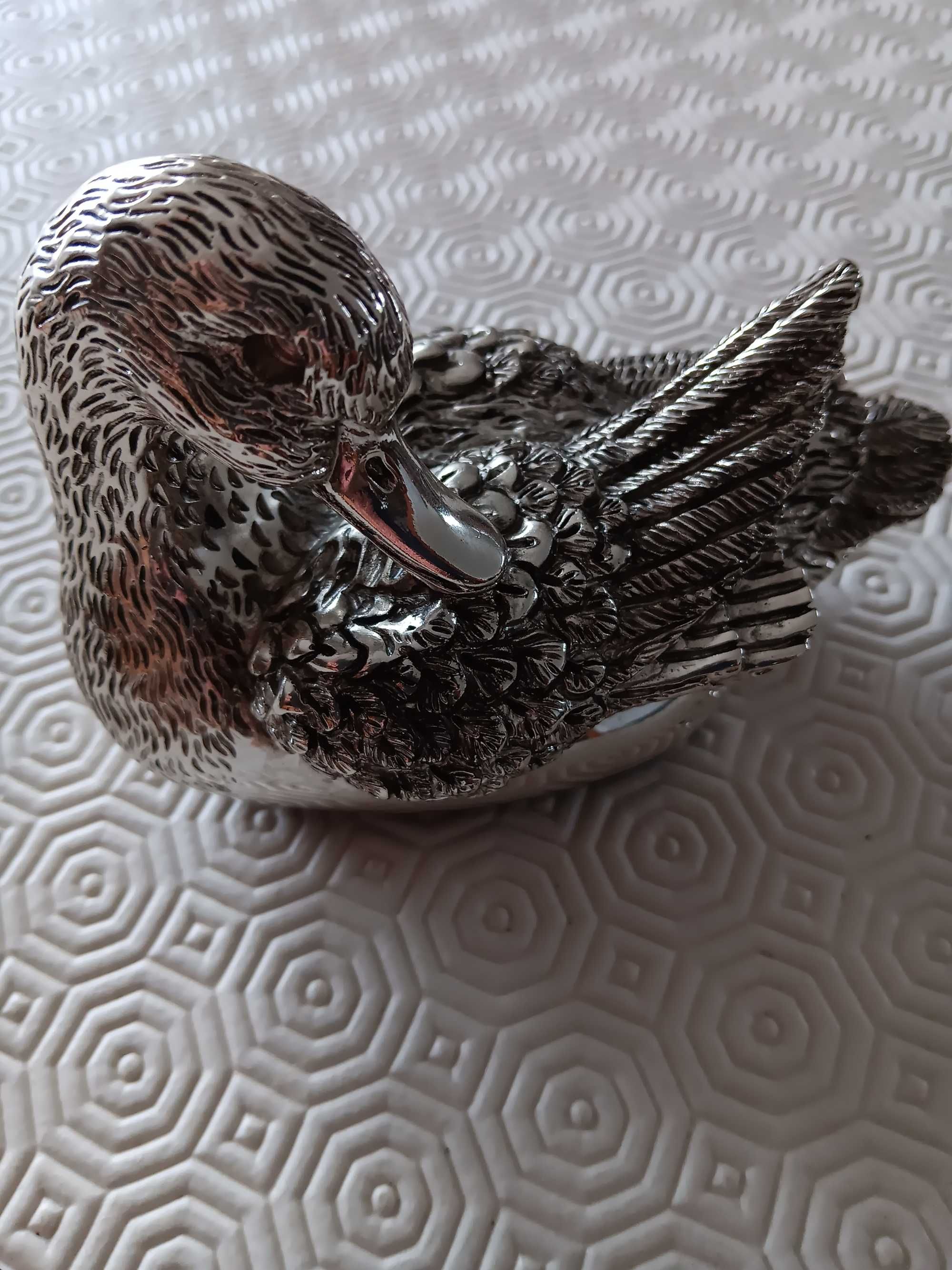 Pato Vintage em Metal Banhado a prata com marca de contraste