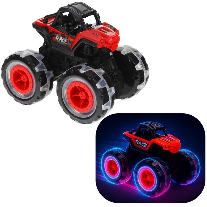 Monster Truck Samochód Terenowy Jeep Auto Off Road Dźwięk - Czerwony