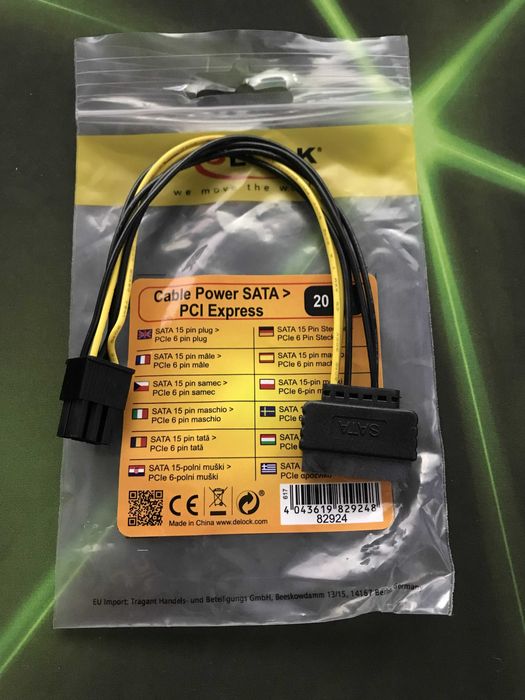 Kabel SATA 15-pin / PCIe 6-pin