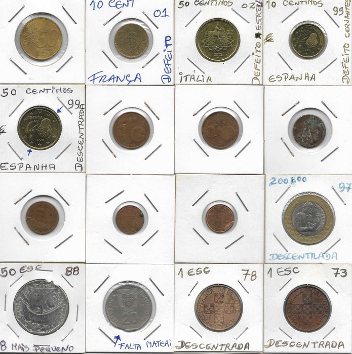 16 Moedas várias com defeito ou erro.