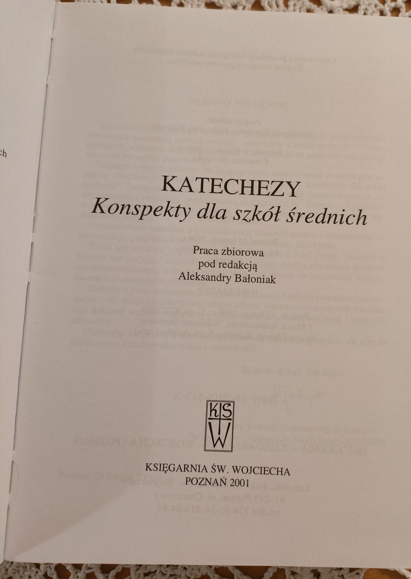 Katechezy konspekty do szkół średnich pod redakcją Aleksandry Bałoniak