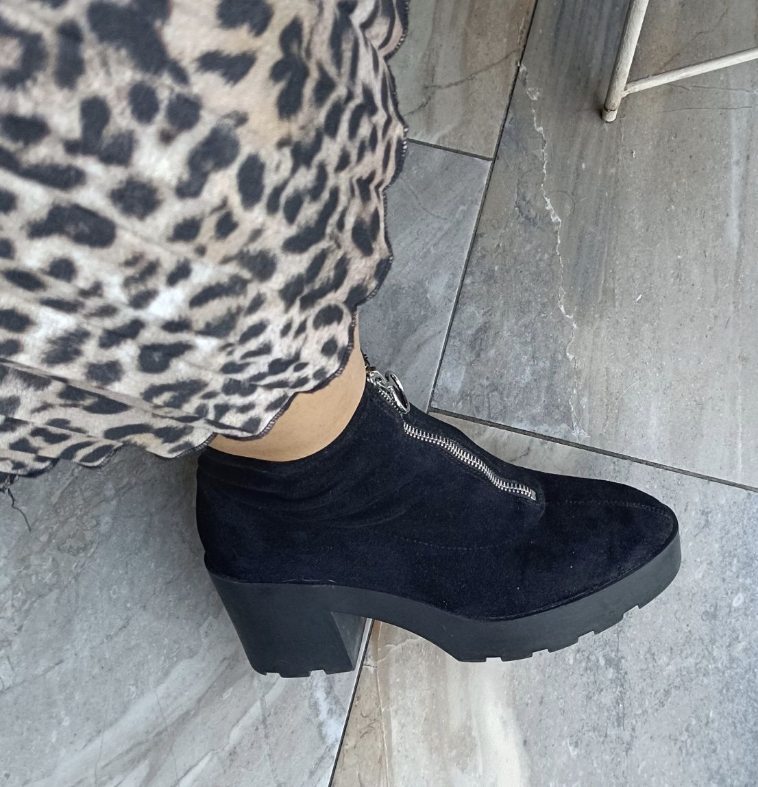 Reserved czarne botki 41 42 (27,2 cm) grunge punk platforma eko zamsz