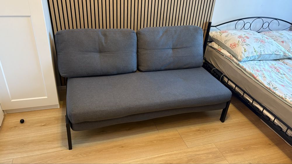 Kanapa sofa westwing EDGARD rozkładana szara metalowa 140x200  spanie