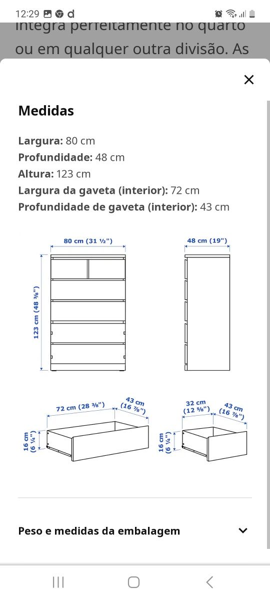 Aparador branco 6 gavetas