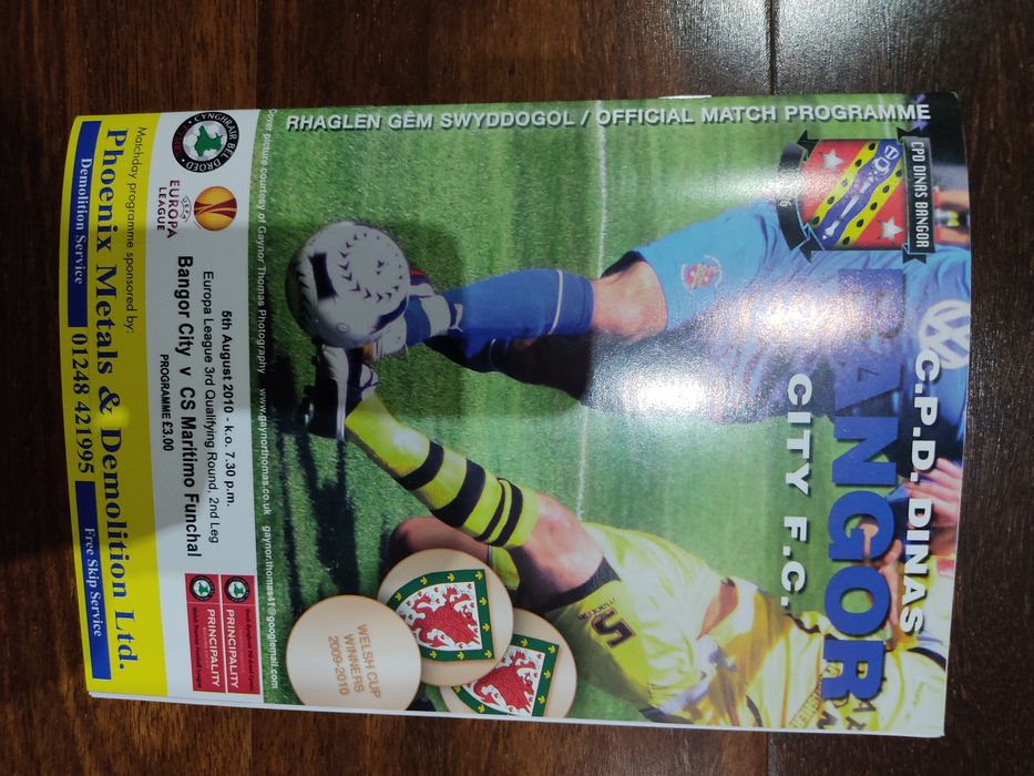 Programa oficial Bangor Marítimo Europa league 2010/11