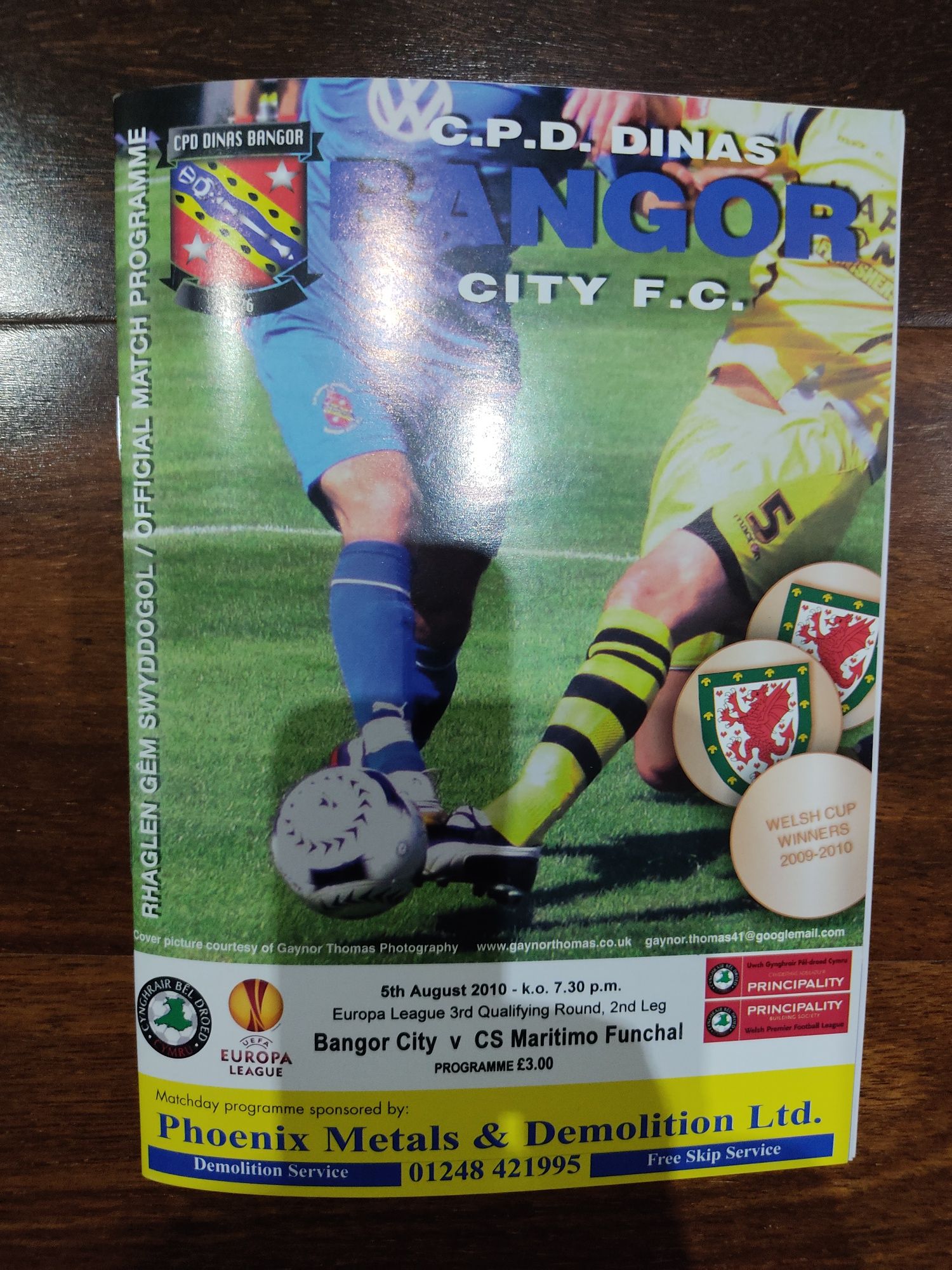 Programa oficial Bangor Marítimo Europa league 2010/11