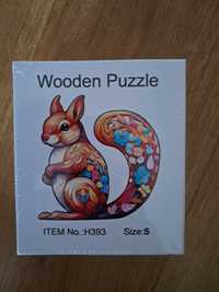 Drewniane Puzzle Kolorowa Wiewiórka
