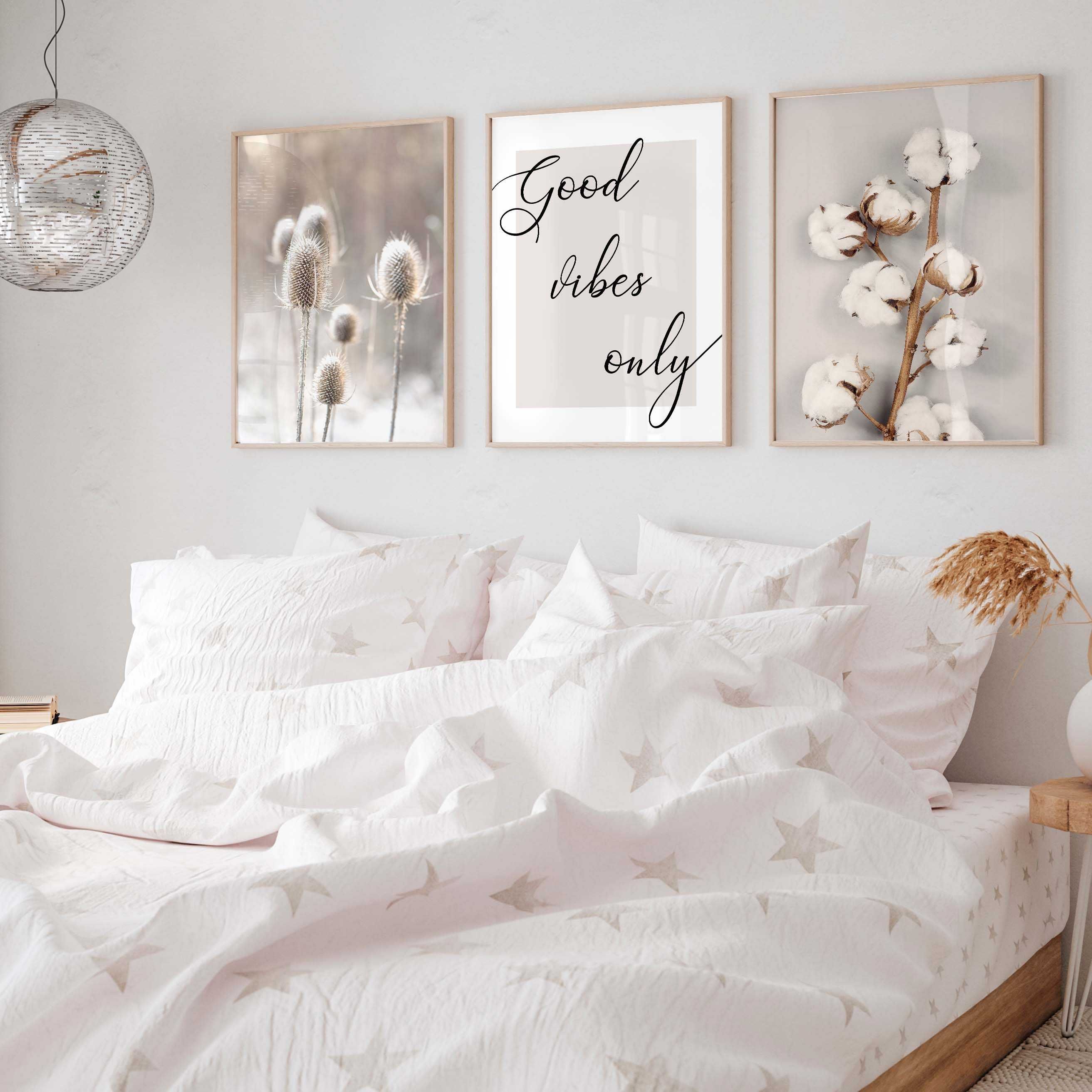 Zestaw plakatów 3x 50x70 cm Kolorowy Tryptyk Boho z Napisem (set118)