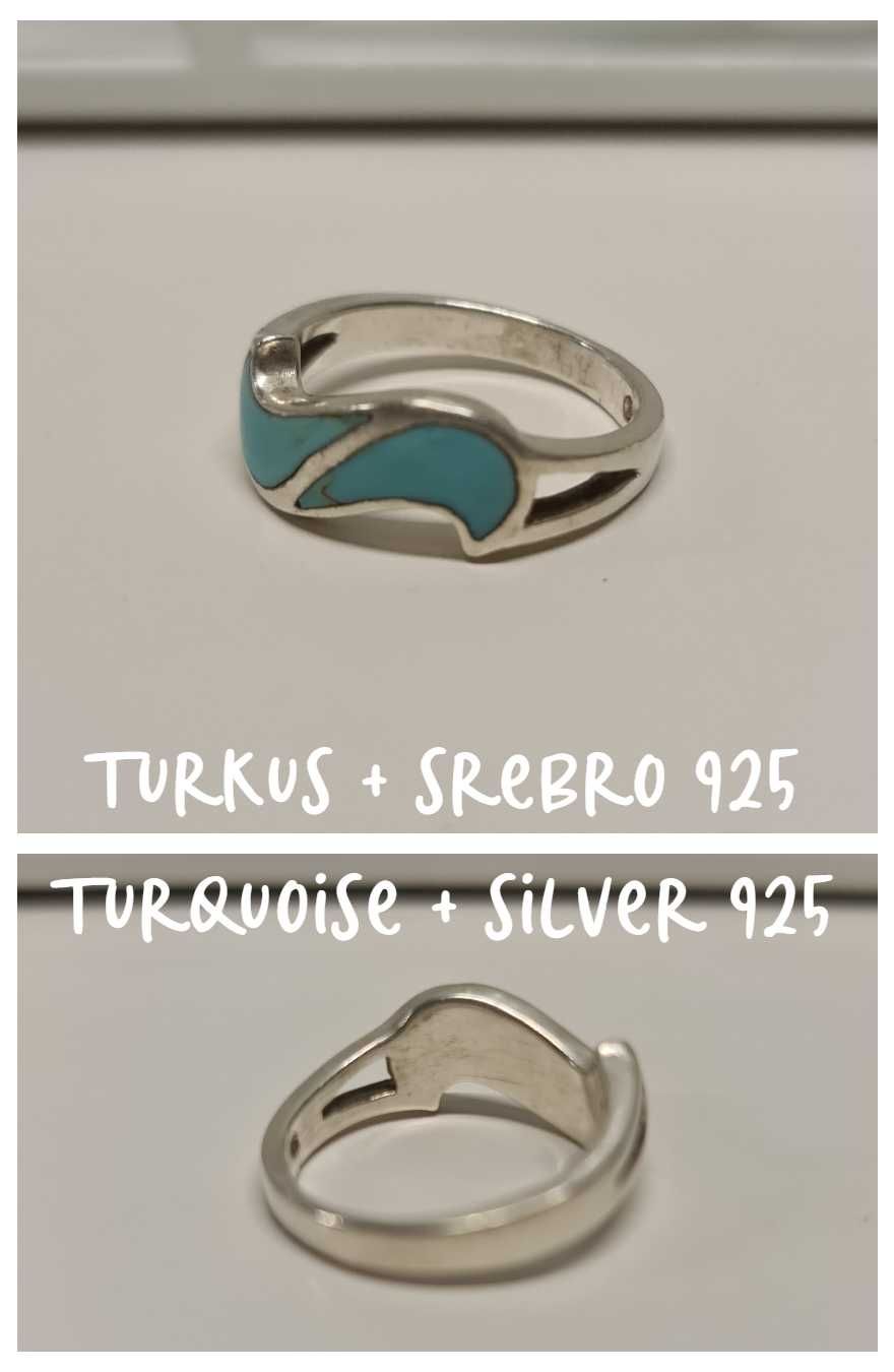 srebrny pierścionek z turkusem srebro 925