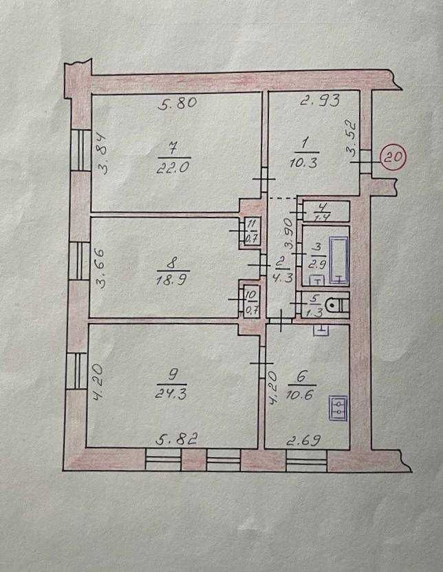 Продаж квартири 97 м2 у центрі! Поруч Парк, Центральна площа!