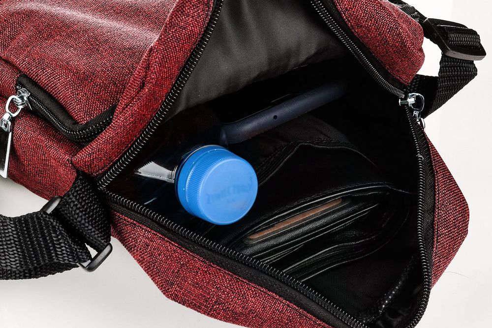 SASZETKA męska materiałowa torba z paskiem na ramię V295 czerwona