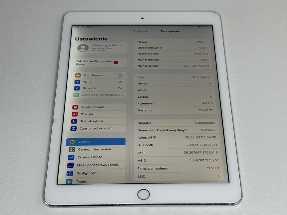 iPad Air 2 (A1567) - 64GB - Cellular (LTE) - faktura VAT 23%