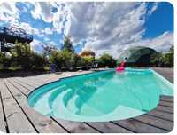 Uroczy domek drewniany, basen, jacuzzi, sauna, Glamping nad stawem