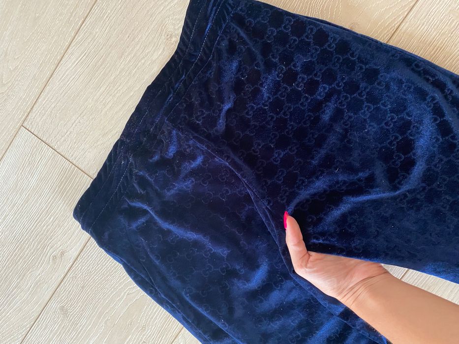 Spodnie dresowe damskie welurowe gucci oryginalne monogram S blogerski