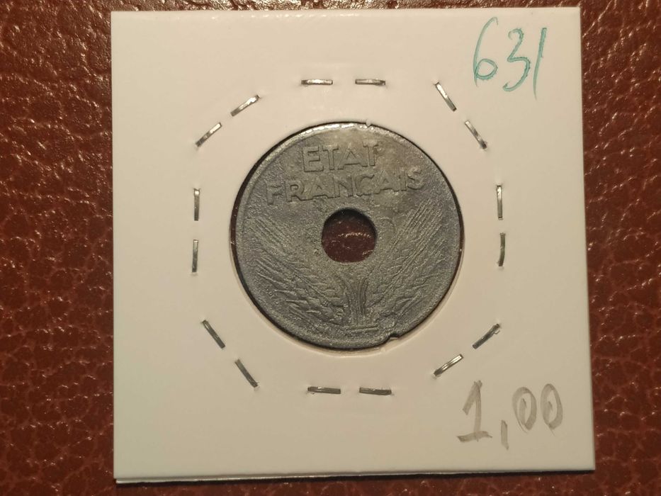 631 moeda de 20 centimes de 1941 em zinco - França
