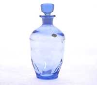 Karafka szklana błękitna Echt Kristall wys 20,5cm Niemcy vintage
