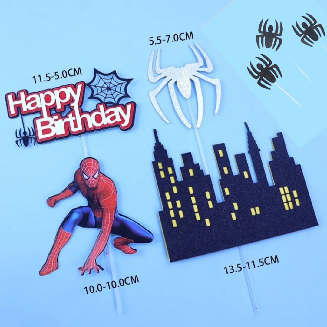 Topper SPIDERMAN 10szt, 3sz Pajączki+ 3szt. Pajęczyna