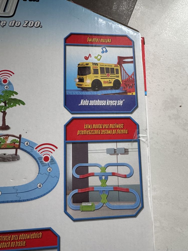 Duża Kolejka tor Safari wesoły autobus ZOO z dźwiękiem, gra zabawka 88